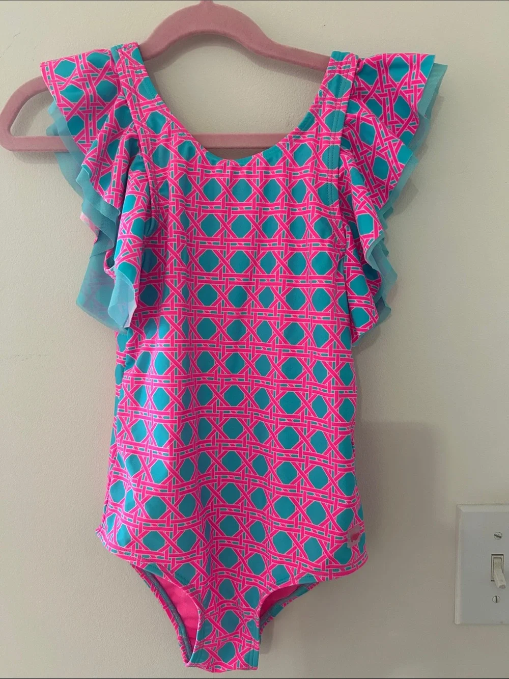 Brand New Ruffle Butts One Piece Swim Suit Never Worn Bright and Flutter Sleeves